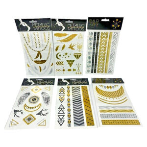 Wild Flash Tattoos Egyptian Authentic Metallic Temporary‎ Waterproof 6 Sheets